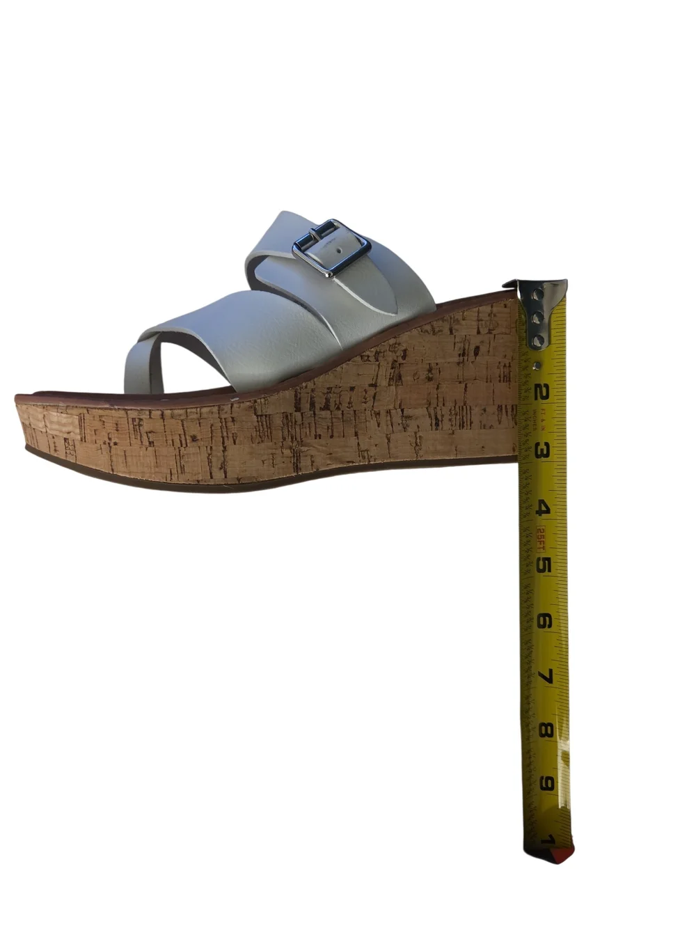 Women's White Cork Wedge Slide Sandals — Strappy Platform Comfort